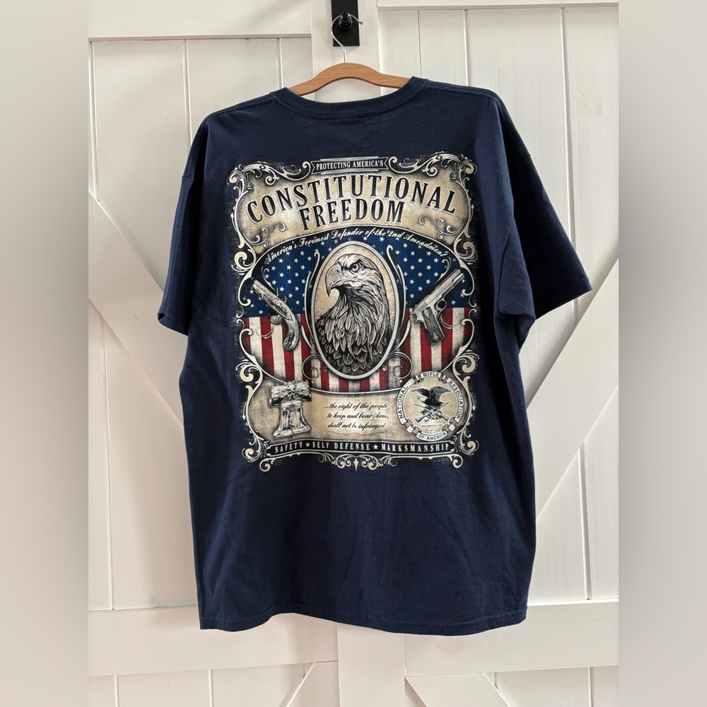 NRA Authentic Gear Constitutional Freedom Patriotic Graphic Tee - Navy